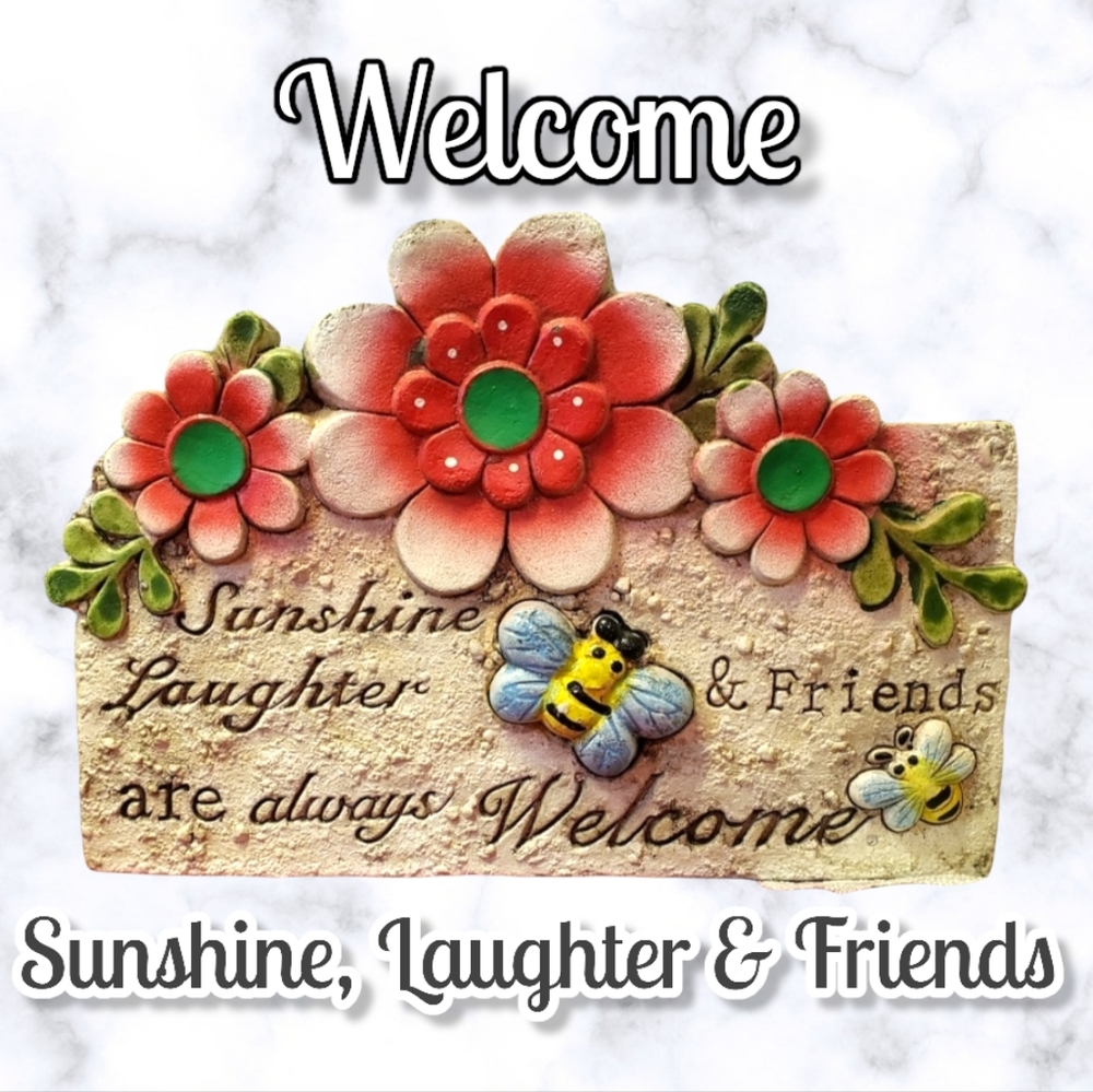 Vtg Greenbrier Stone Wall Plaque Sunshine Welcome